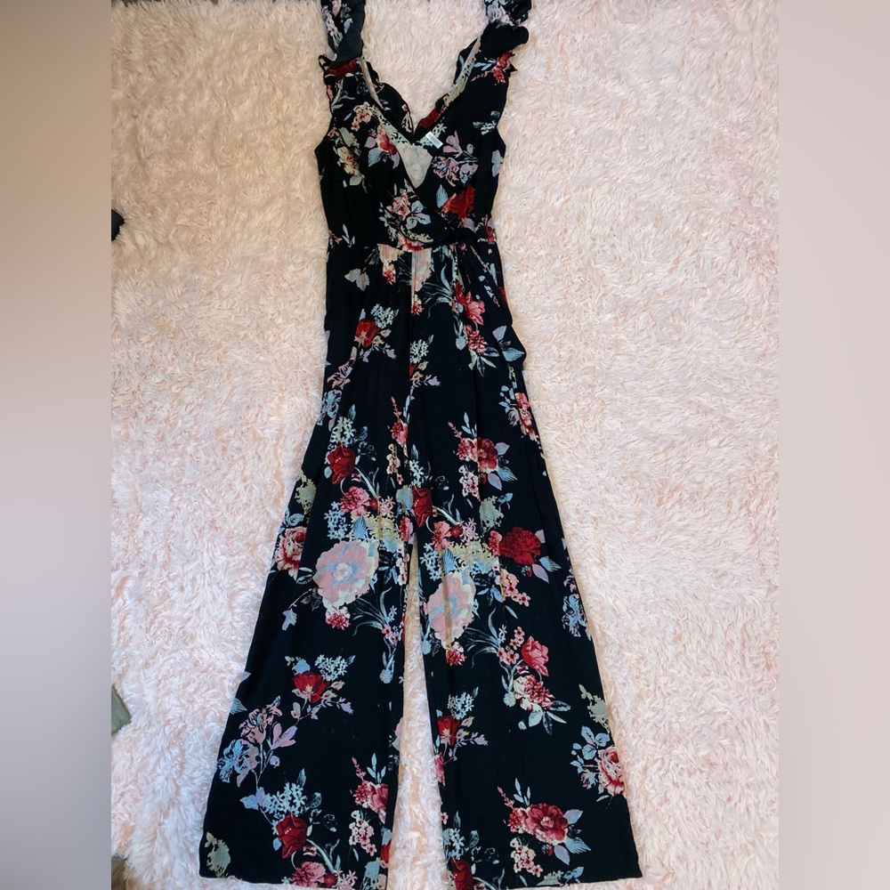 Floral Black summer jumpsuit